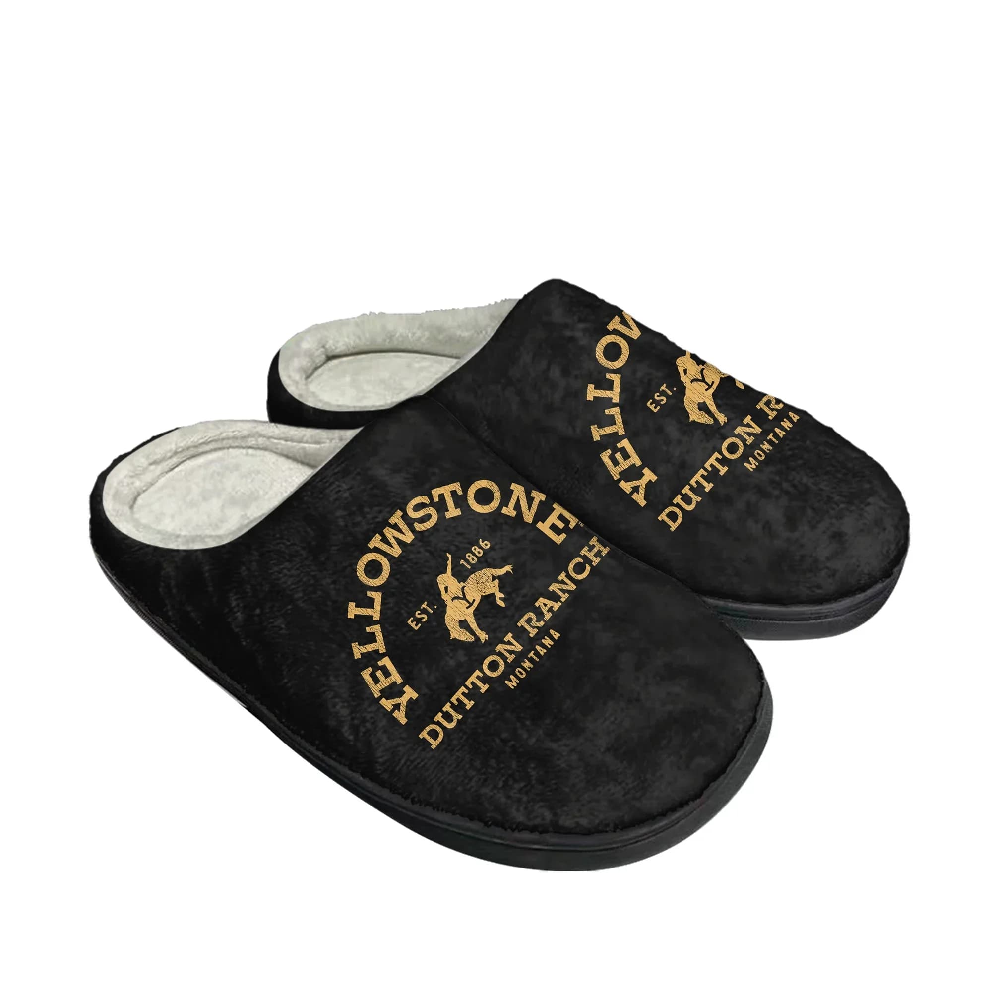 Yellowstone Dutton Ranch Home Cotton Slippers Mens Women Plush Bedroom Casual Keep Warm Shoes Thermal Indoor Slipper Custom Shoe