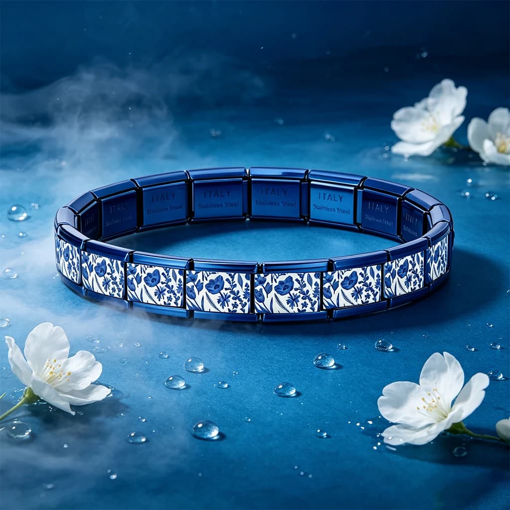 Fashion Blue Italian Charms Fit 9mm Stainless Steel Forver Love Women Fashion Bracelet DIY Jewelry Gifts