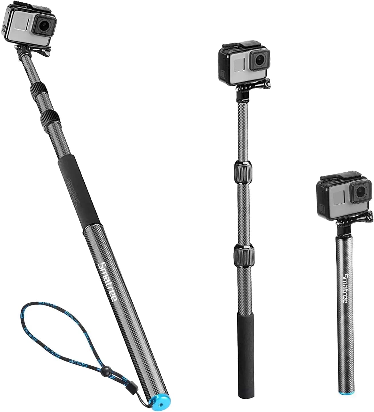 Asta Selfie Estensibile in Fibra di Carbonio per GoPro, Telecamere d'Azione DJI - Palo Galleggiante Staccabile