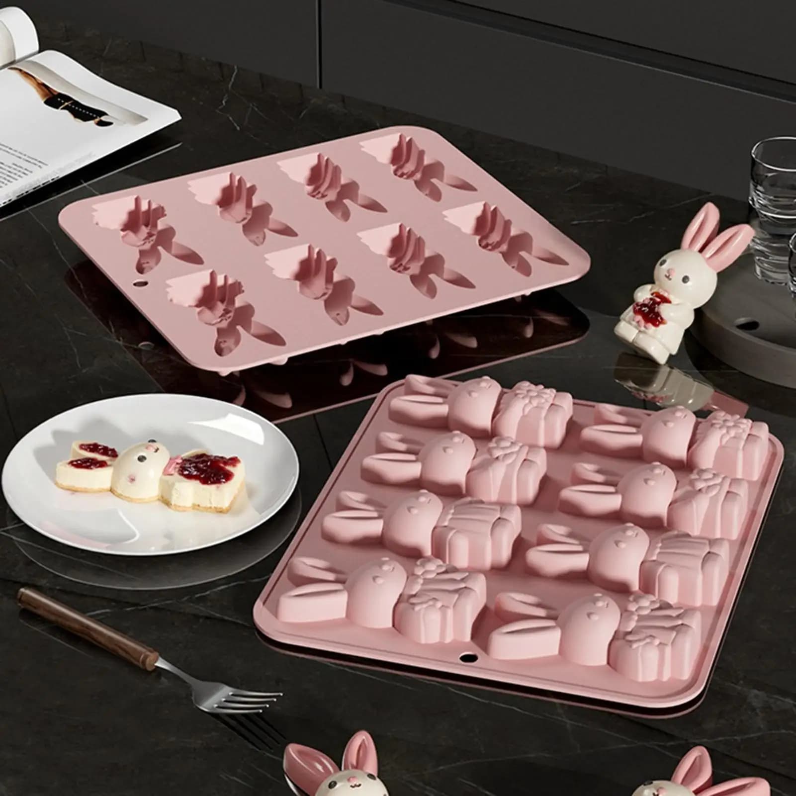 Stampi in Silicone a Forma di Coniglietto Pasquale, Resistenti al Calore, per Torte, Ghiaccio, Sapone, Candele, Biscotti, Dessert, Caramelle, Artigianato