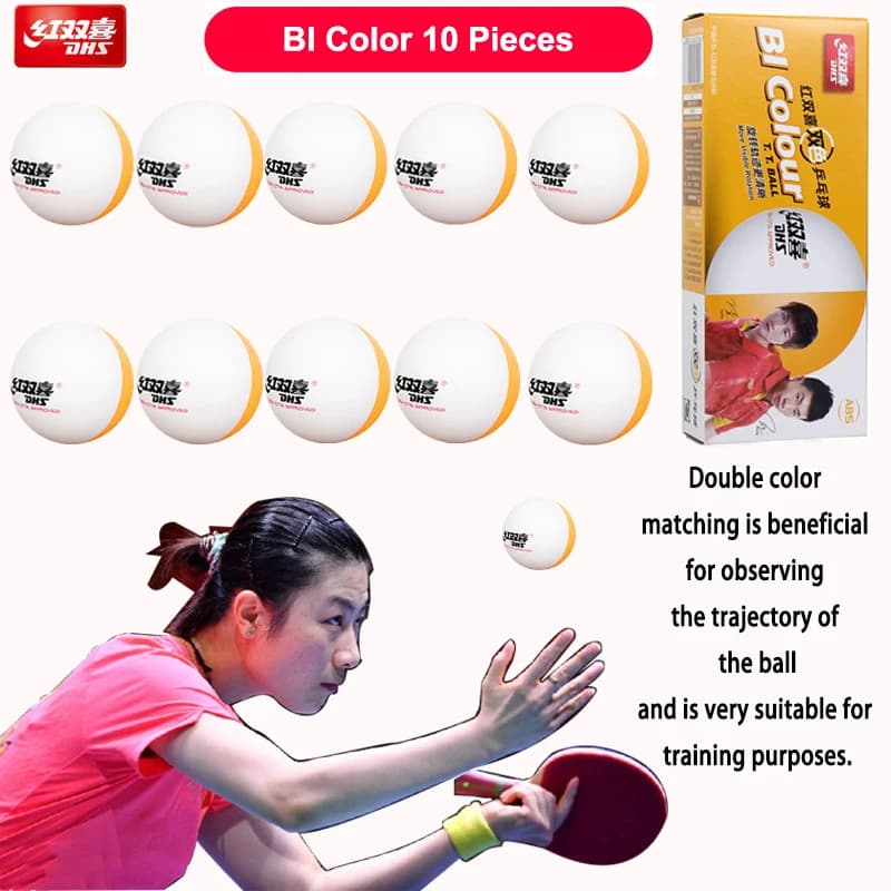 DHS 10 Pz/scatola 3-Star BI Colore Palline da Ping Pong con Cucitura D40 + ABS Nuovo Materiale ITTF Approvato 2.8g Palline da Ping Pong per l'allenamento