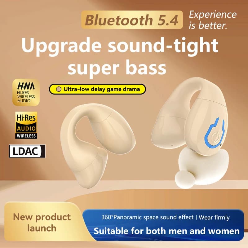 2025 Bluetooth 5.4 Headset Clip for Ear Wireless Headphone HiFi Stereo Noise Reduction Waterproof Headset for Xiaomi iPhone