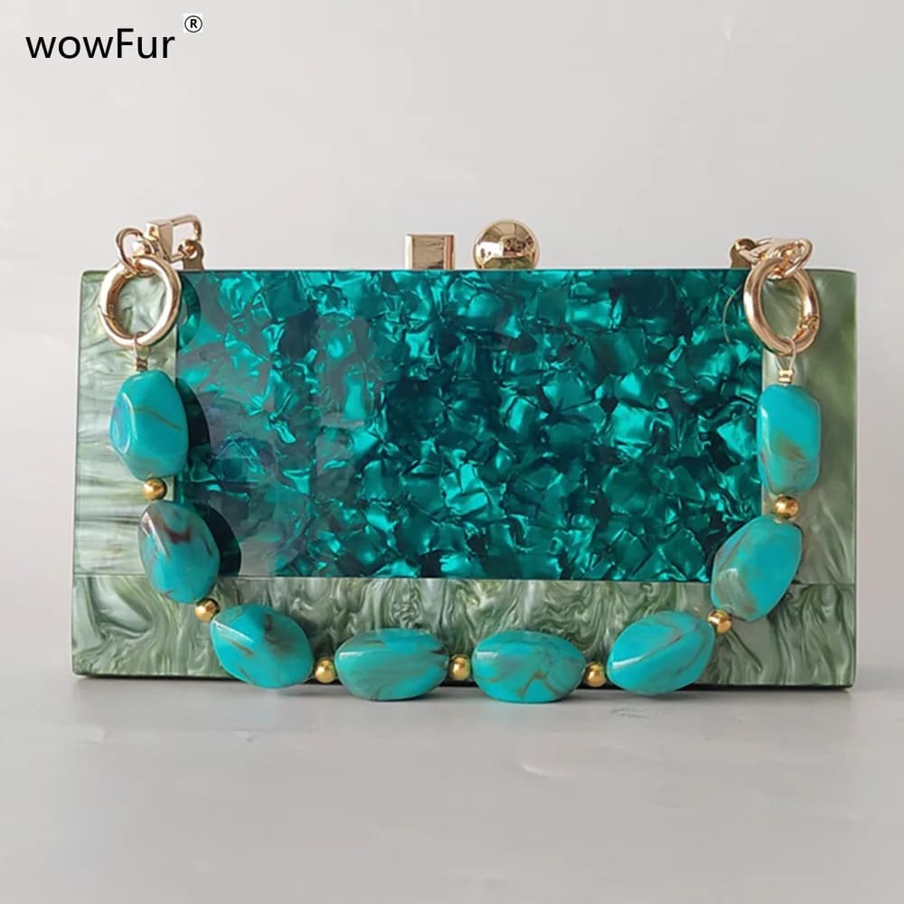 Evening bag in acrylic marble patchwork colored wedding party bag Prom Pochette Striped chains Lady Mini Chic Gift bags