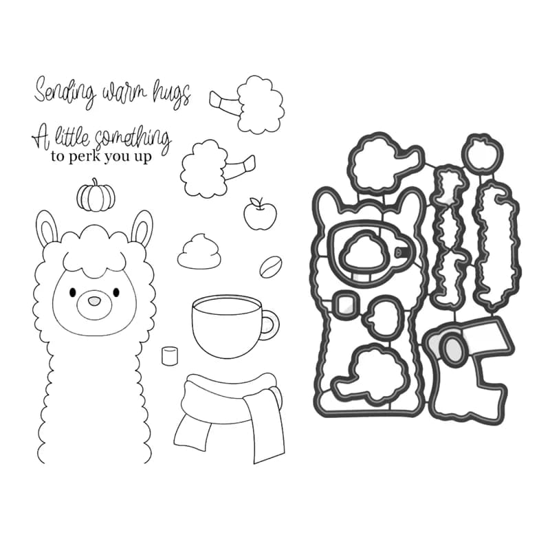 New 2022 Coffee Llama Halloween Clear Stamp Set Scrapbooking for Paper Making Metal Cutting Dies Frames Card Craft