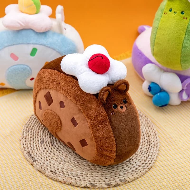 Cuscino a Forma di Rotolo di Torta 40cm, Giocattoli di Peluche a Forma di Animali Carini, Morbido Cuscino Imbottito per Supporto Lombare, per Divano e Soggiorno