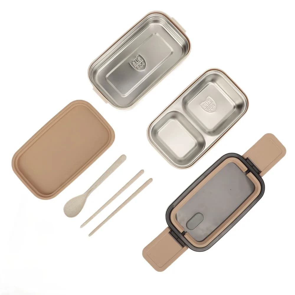 304 Stainless Steel Lunch Storage Container 3 Compartments 1400ml Compartment Lunch Box Double Layer Thermal Lunch Box