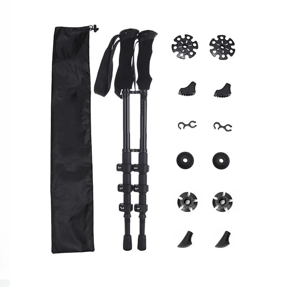 Set of 2 Trekking Sticks with 4 Sections with External Block, Hiking Sticks with Walk and Camping Accessories ZK72S