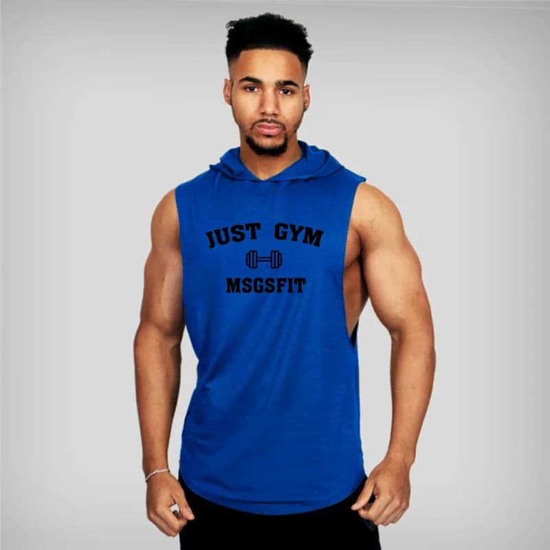 Gym Workout Running Vests Cotton Men Muscle Hoodie Tank Tops Sleeveless Tees Fitness Bodybuilding Summer Breathable Sweatshirts