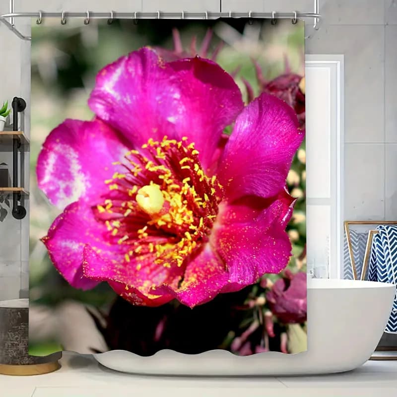 Set di tende da doccia barboncino rosa Decorazioni per il bagno Kit di accessori per tappetini da bagno impermeabili con motivo bianco rosa per la decorazione domestica 3D
