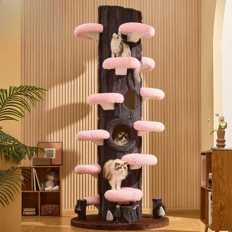 Meow Want Tree Tongtian Albero per gatti di grandi dimensioni con piattaforma per salti, ripiano integrato e villa calda