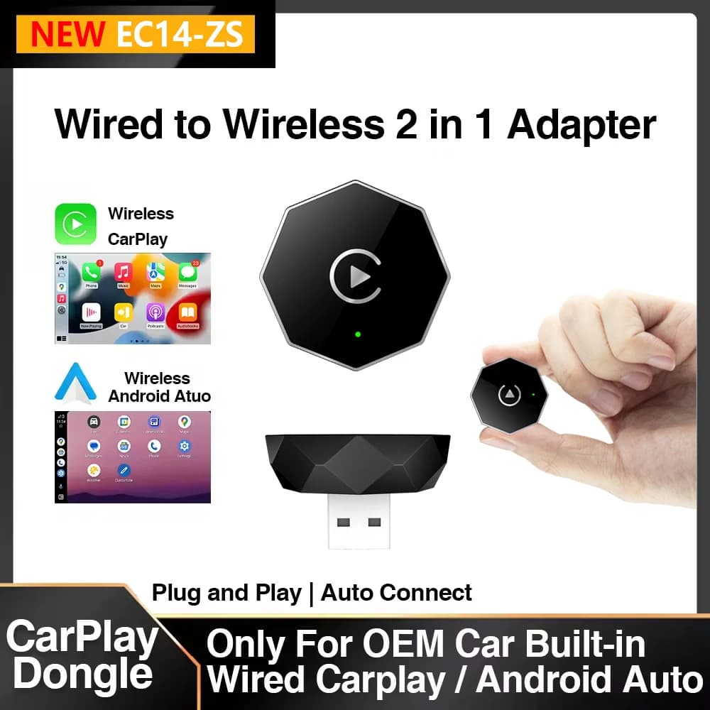Nuovo mini scatola intelligente due in uno Carplay/Android cablato a wireless 5Ghz Wifi secondo collegamento Dongle Magic Box Bt5.0 Plug and Play