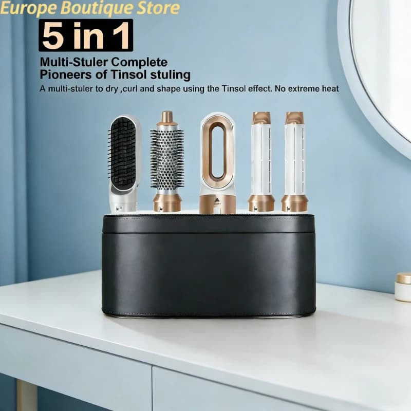 Hair dryer 5 in 1 with hot air brush, professional hair plate, iron hair curler, styling tool for home use and in salon