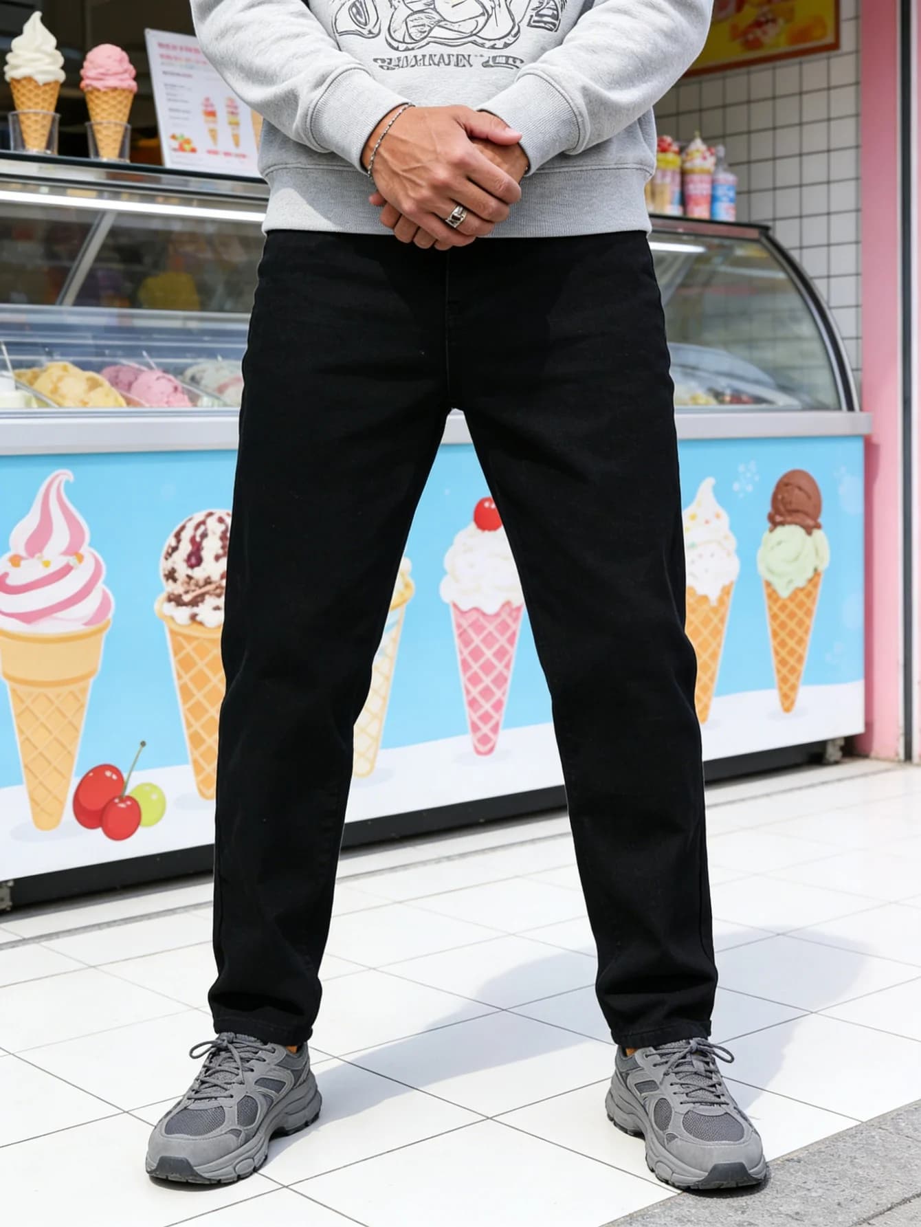 Black Slim Man Jeans Y2k Original Drip Unisex Everyday Denim Wear No accessories or belts included