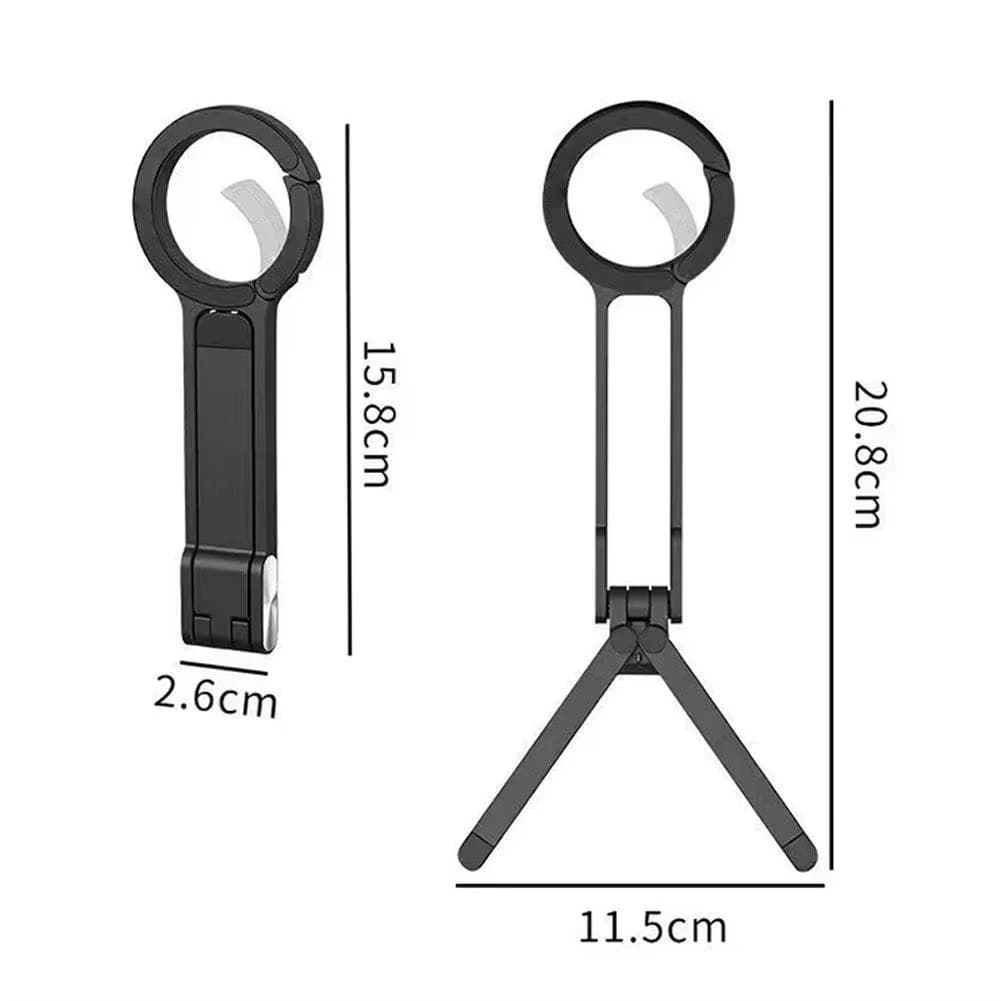 Supporto per telefono in lega con moschettone per iPhone 17 16 15 Pro, treppiede magnetico portatile a doppia faccia, supporto da scrivania e impugnatura per telefono