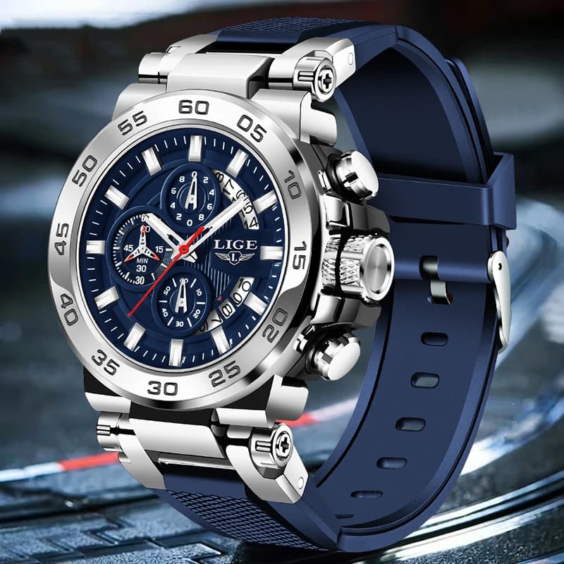 LIGE Orologio da polso digitale da uomo Casual Business Orologi luminosi impermeabili per uomo Cronografo militare al quarzo Orologio Big Dig da uomo