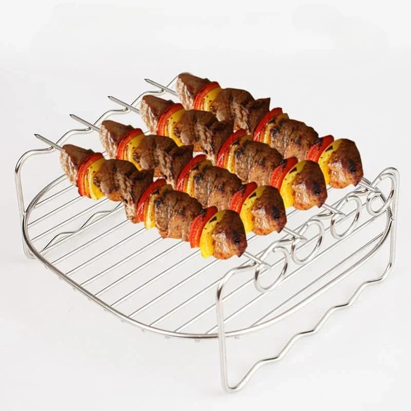 Stainless Steel Air Fryers Double Layer Grid Rack for Round Grid Versatile with Spills Oven Tray Support for Fryers