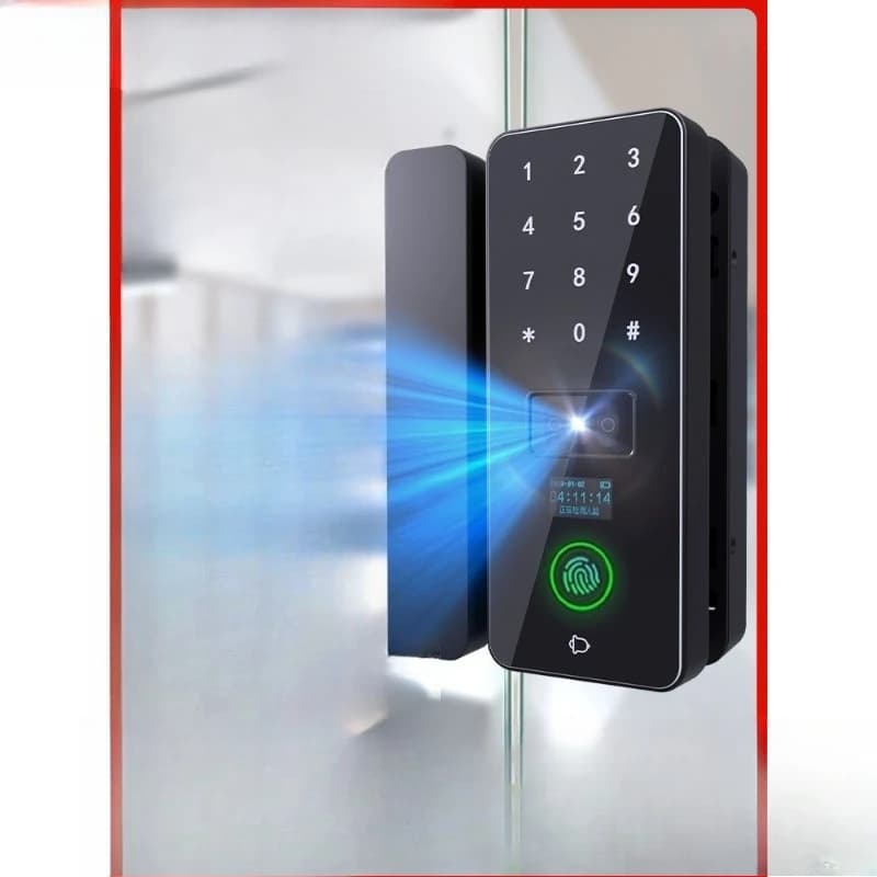 Porta in vetro serratura intelligente password blocco riconoscimento facciale ufficio serratura con impronta digitale scansione viso doppio aperto accesso singolo