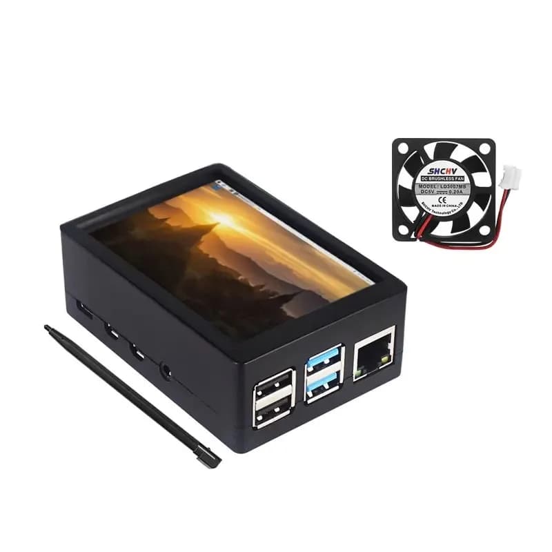3.5 Inch Touch Screen Raspberry Pi 5 LCD Display 480*320 ABS Housing Active Cooling Device in Aluminum for Raspberry Pi 5 Resistant Style