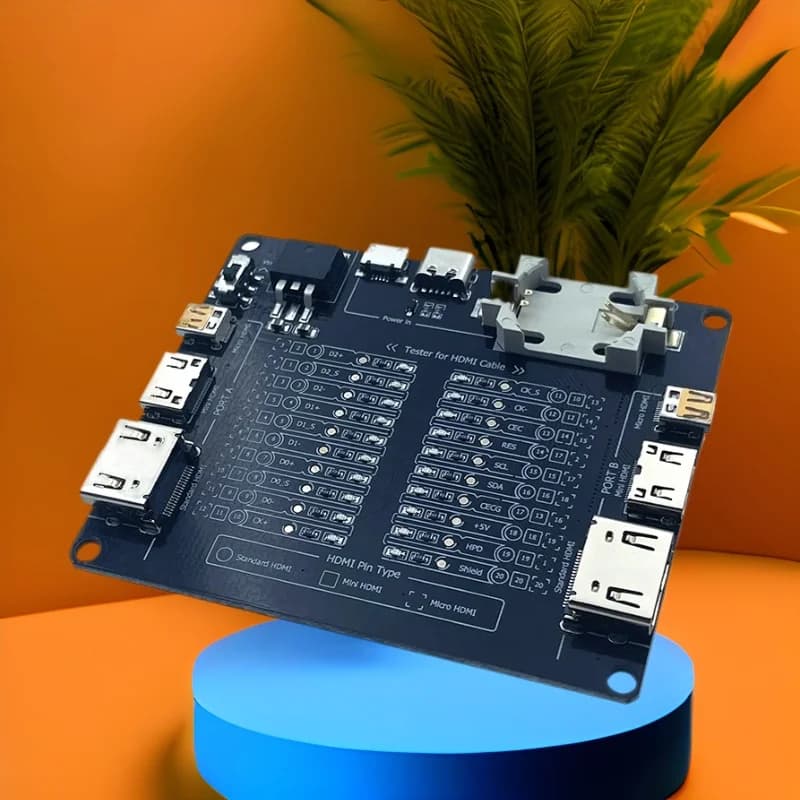 NEW HDMI test card HDMI data cable tester + LED indicator port A/B Standard Mini Micro HDMI cable type with acrylic case