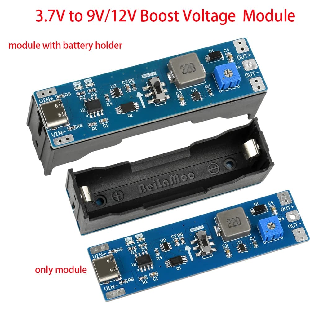 Modulo Boost per Carica e Scarica Batteria al Litio, Regolatore di Tensione Step-Up Integrato Type-C da 3.7V a 9V 12V, 2A