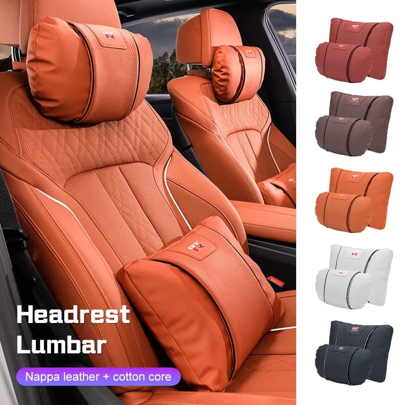 Per Nissan Y62 X-trail Cube Qashqai Juke Leaf Tiida GTR Nismo In Pelle di Cotone Auto Collo Cuscino Supporto Lombare Cuscino Accessori