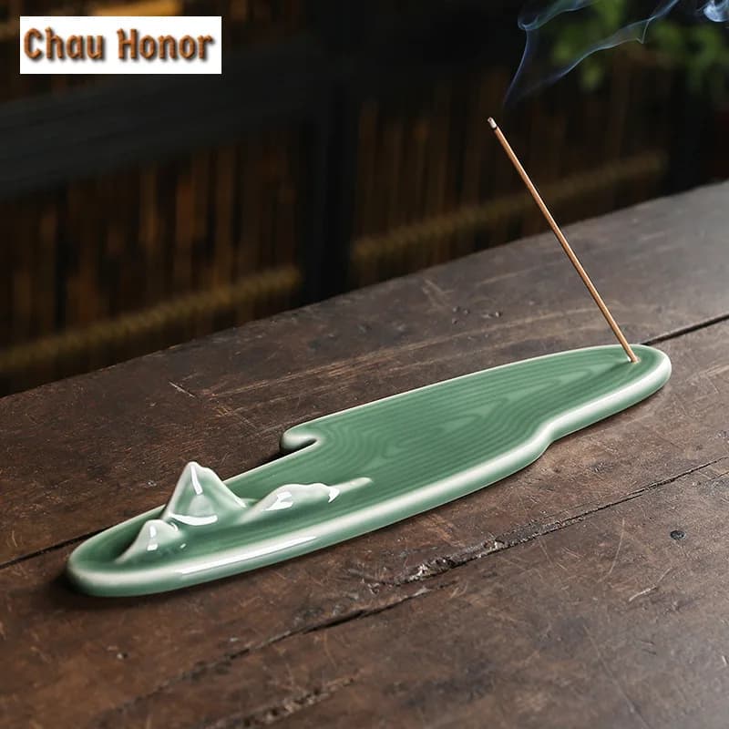 Home Ceramic Decor porta bastoncini di incenso Celadon aromaterapia incensiere Mountain Flowing Water Art bruciatore di incenso Teahouse Ornament