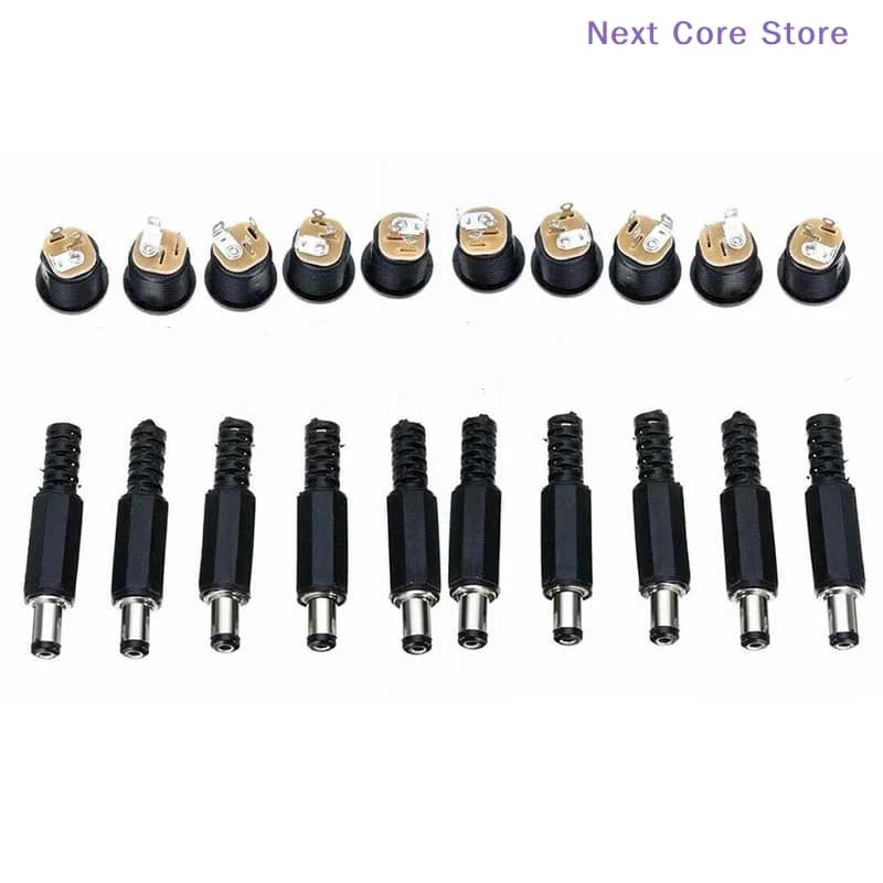 [NC]1 Set 10 Pair 12V 3A Male Plug + Female Socket Panel Mount Jack DC Connector Kit[NC]