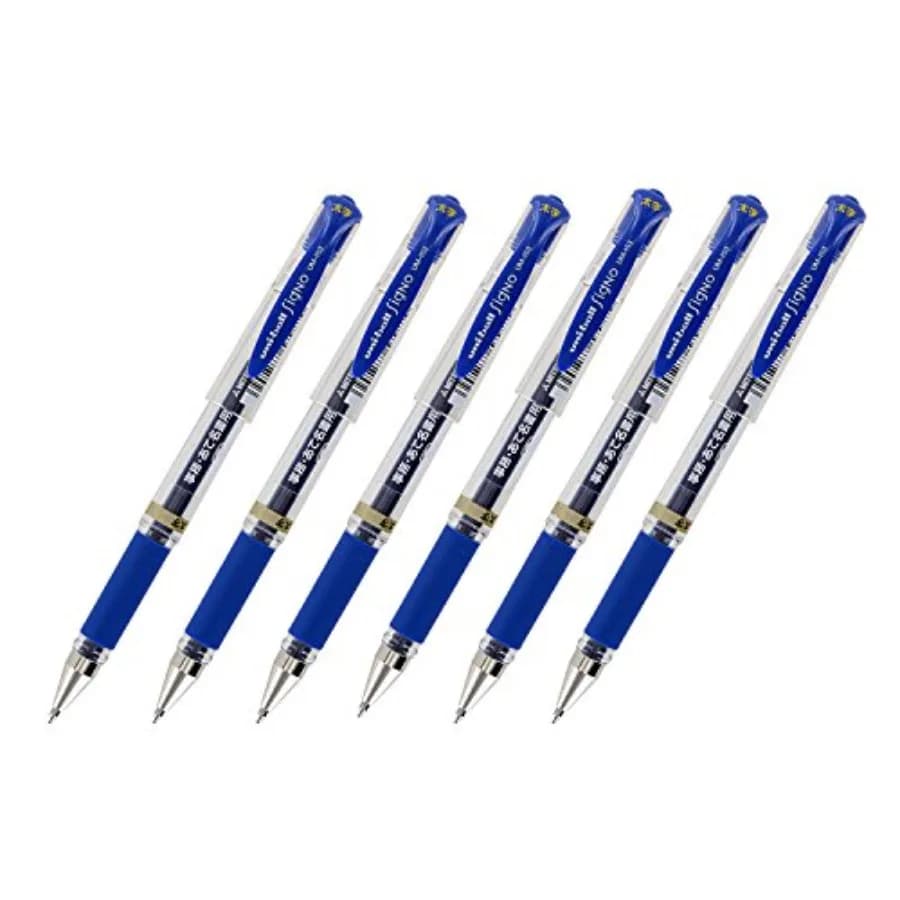 Signo UM-153 Gel Ink Rollerball Pen, 1.0mm, Broad Point, Blue Ink, Pack of 6
