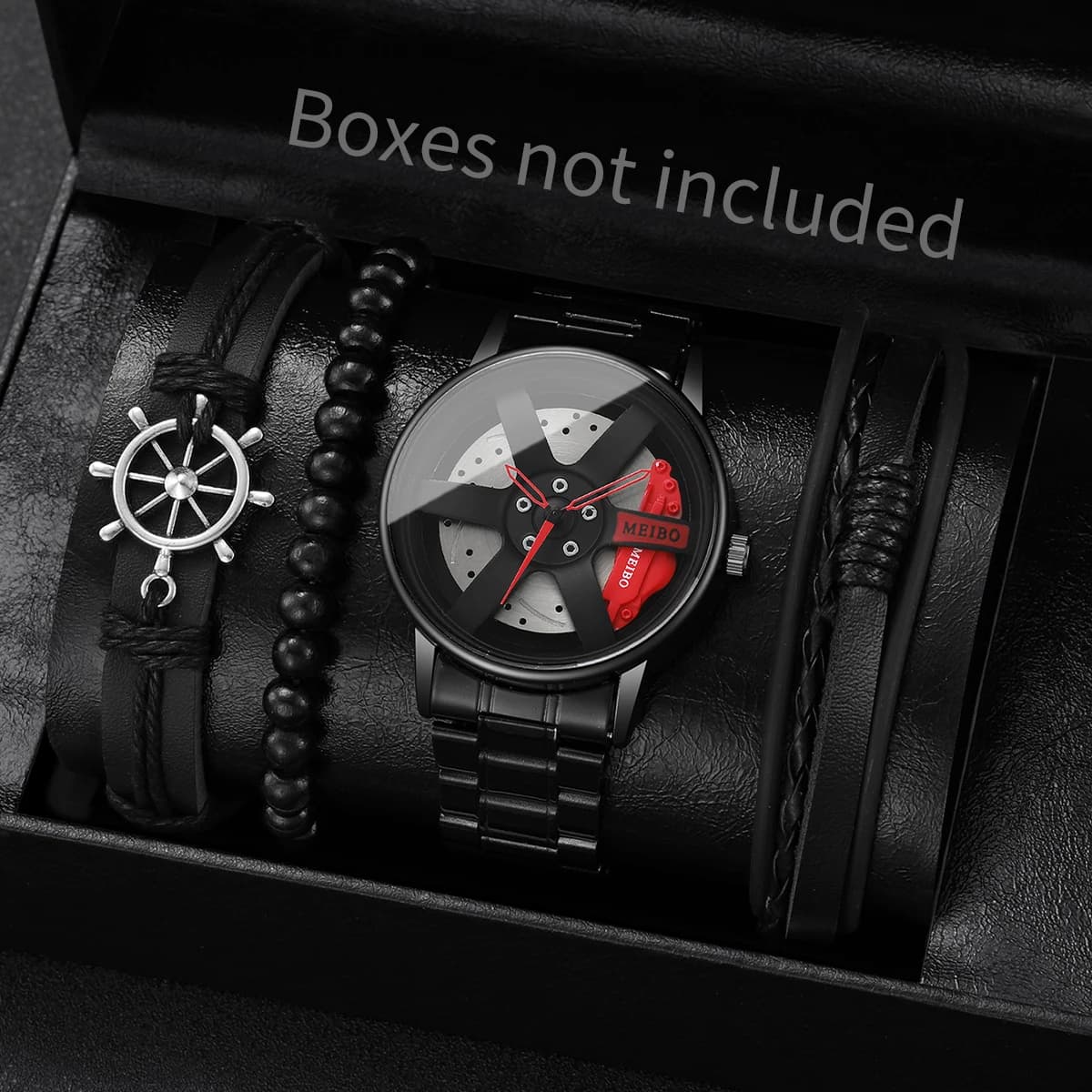 4 pz/set orologi da uomo di lusso moda ruota 3d auto orologio sportivo maschile orologio al quarzo in acciaio inossidabile per bracciali da uomo