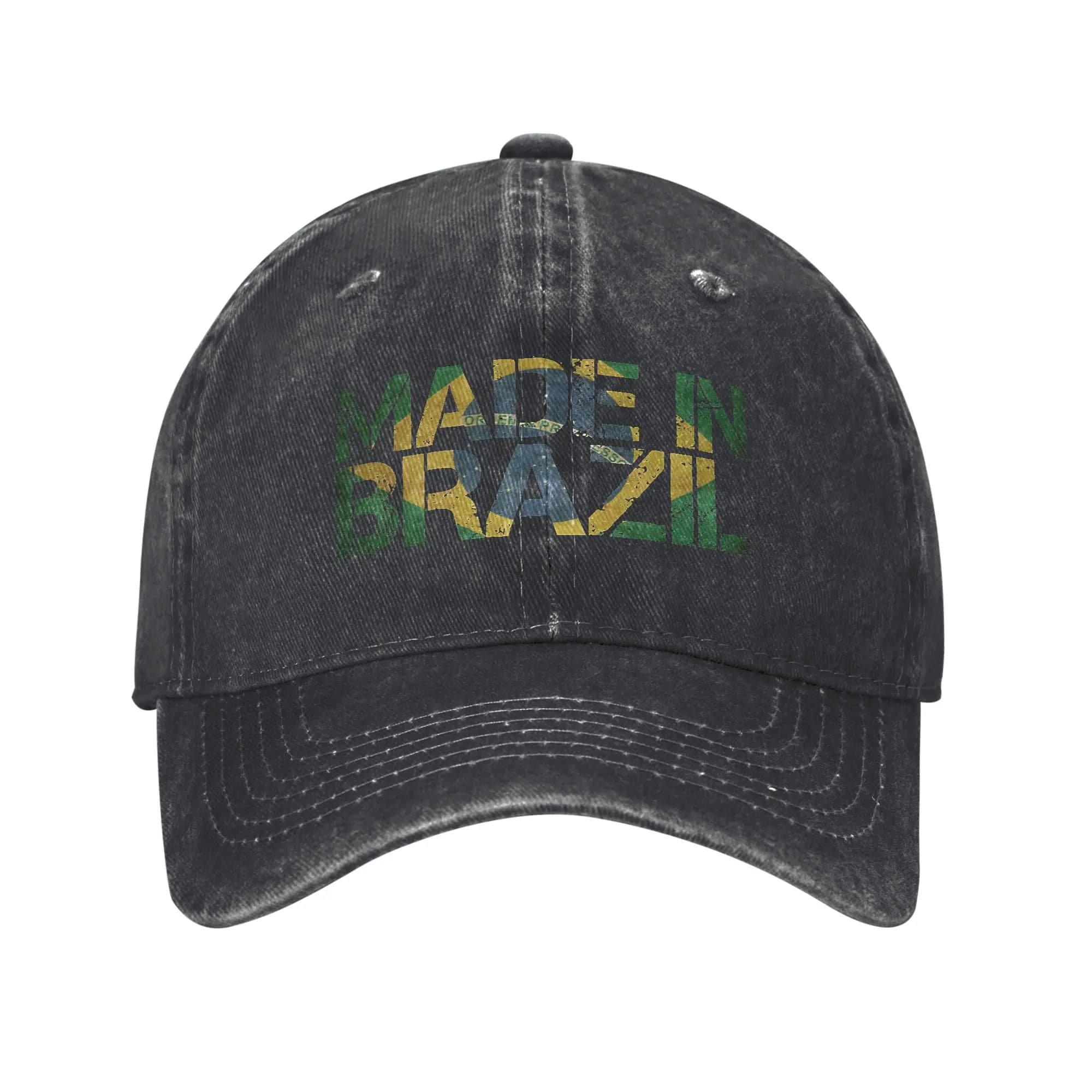 Men Women Brazil Brazilian Flag Print Hat Casual Distressed Washed Baseball Cap Adjustable