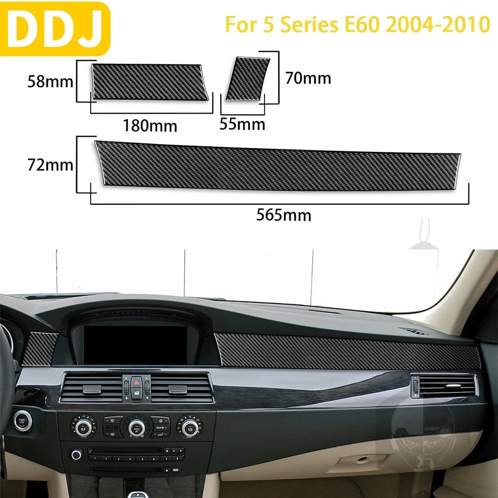 Per BMW serie 5 E60 2004-2010 accessori in fibra di carbonio interni auto anteriore passeggero centrale strumento di controllo Trim Sticker