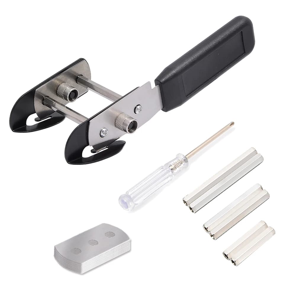 FOSHIO Coltello da taglio di sicurezza a doppia lama con perni distanziatori a 4 larghe Fibra di carbonio Vinile Involucro per auto Tinte Pellicola Striscia di carta Strumento di taglio