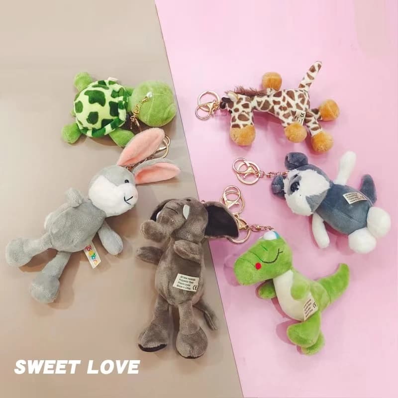 15cm simpatico portachiavi tartaruga peluche Kawaii farcito foresta animale elefante Gorilla giraffa cucciolo coniglio ippopotamo volpe pendenti bambole