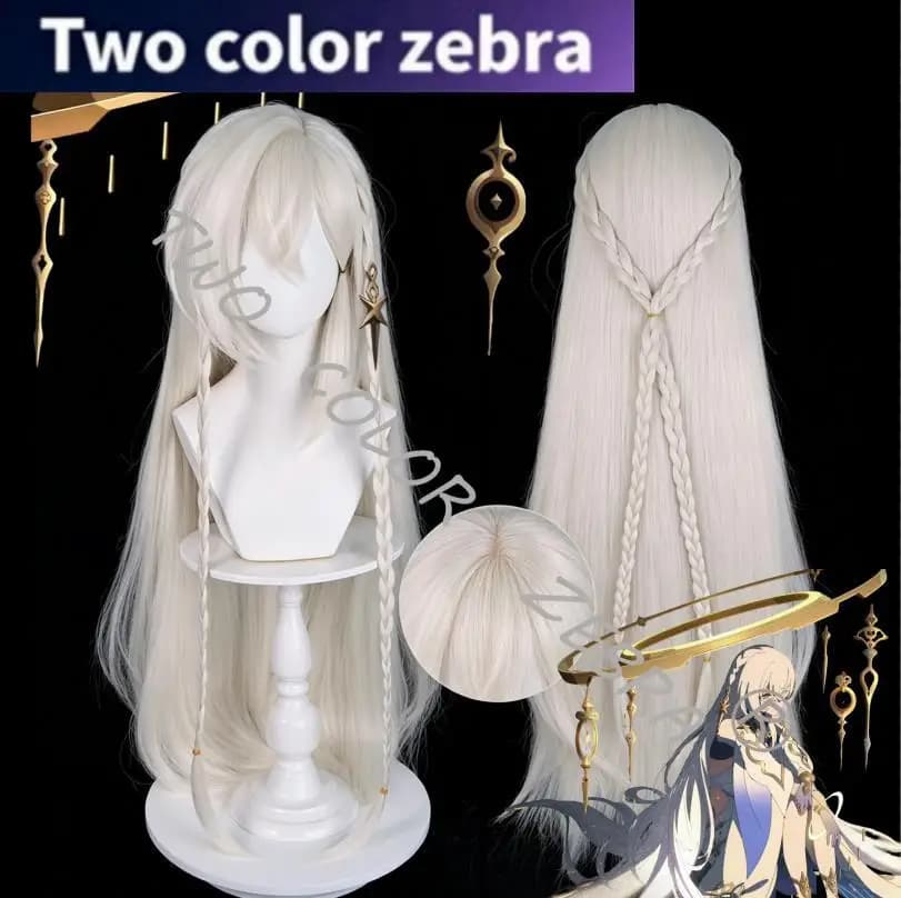 Parrucca Cosplay Istaroth, Gioco Genshin Impact, Capelli Lunghi Argento Sintetici Resistenti al Calore 100cm, Accessori per Cosplay e Comic Con