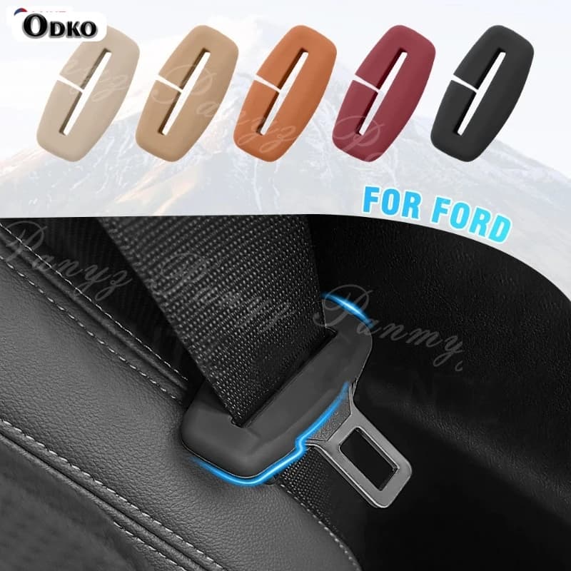 1 pcs For Ford Kuga MK3 MK2 MK4 S Max Focus Puma Fiesta ST Auto Safety Belt Silicone Cover Buckle Soft Interior Accessories