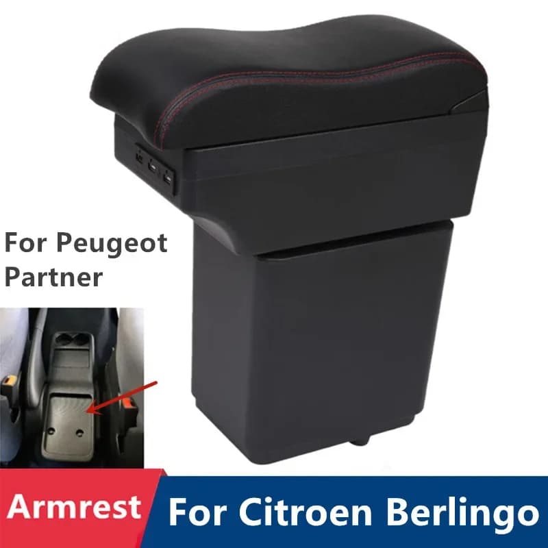 For Citroen Berlingo Bracciolo Retrofit Parts for Peugeot Partner Tepee Auto Bracciolo Car Charging Box USB LED Accessory