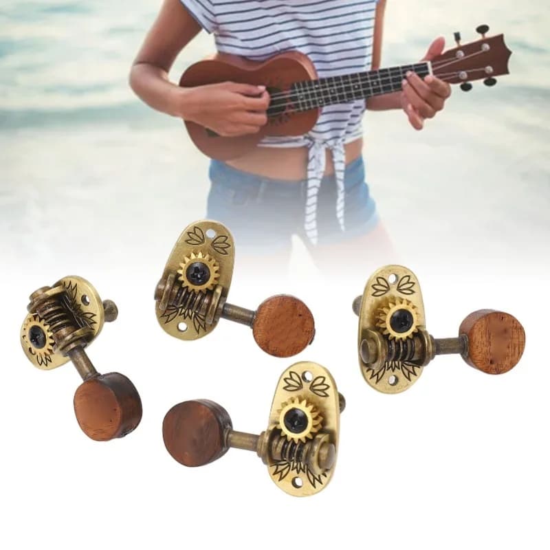 4 pezzi di meccaniche di accordatura per ukulele 2R 2L in metallo e palissandro, eleganti e raffinate, per strumenti a 4 corde
