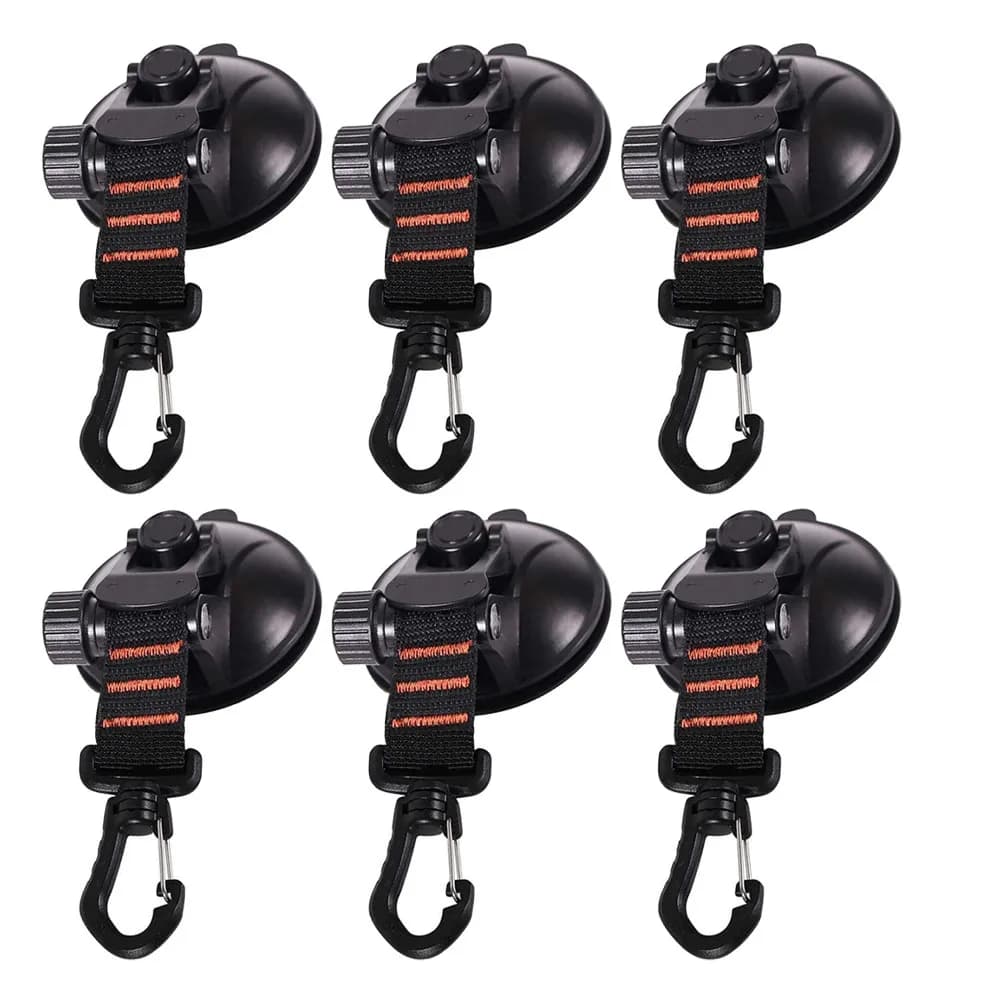 Suction Cup Hooks 6 Pack Strong Reusable Wall Mount Hangers for Tent Car Window Kitchen Bathroom Travel