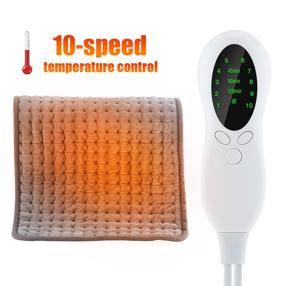 Tappetino Riscaldante 30*60cm per Crampi Mestruali, Tappetino Termico Invernale per Letto, Divano, Ufficio, Schiena e Piedi, 10 Livelli di Temperatura