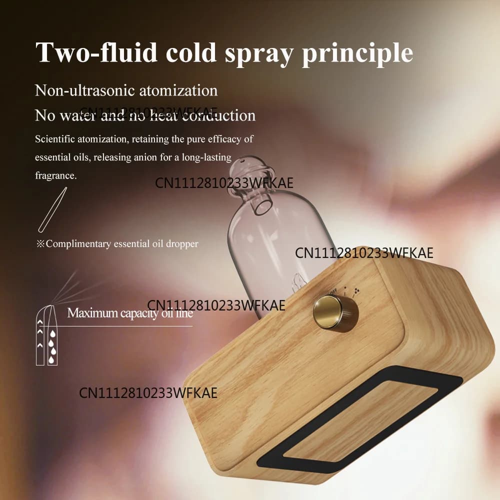 Aromatherapy machine without water operation, wood and glass fragrance diffuser fragrance machine for home office