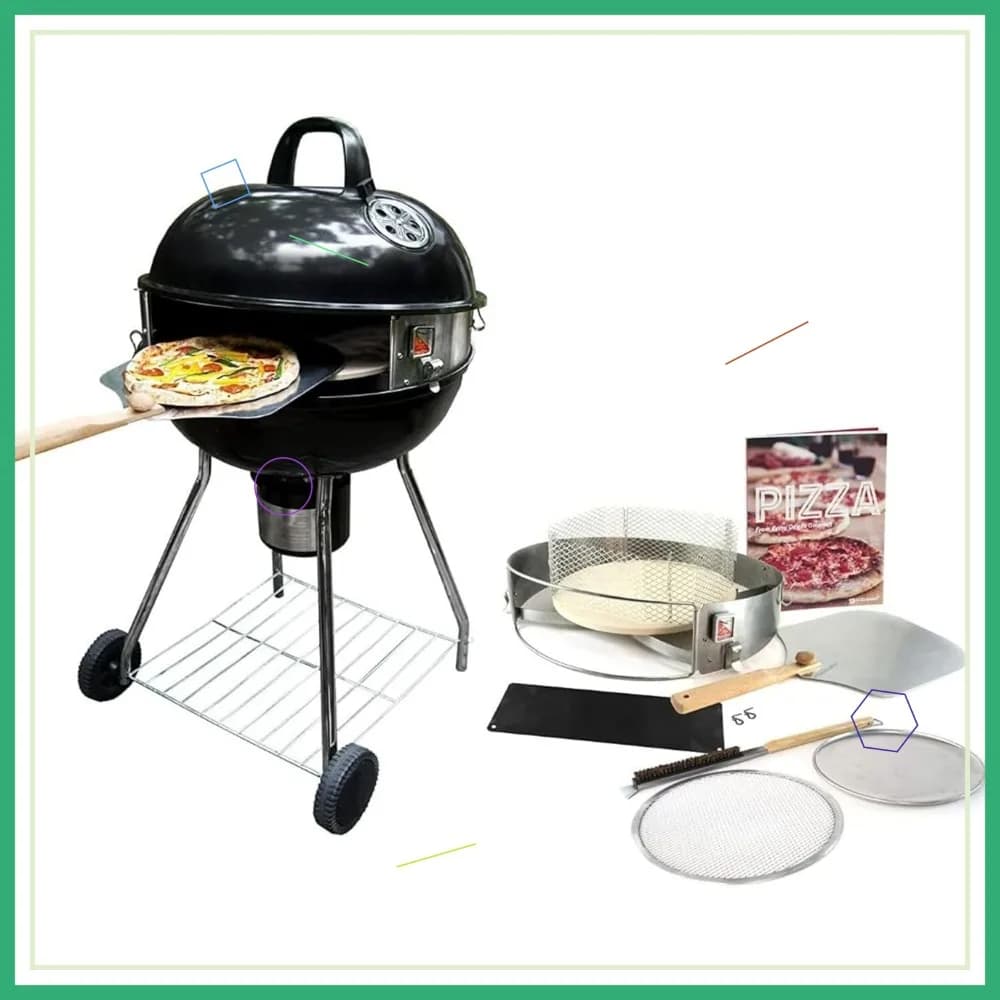 Kit di conversione per forno pizza da esterno per barbecue a carbone da 18''/22.5'', colore argento