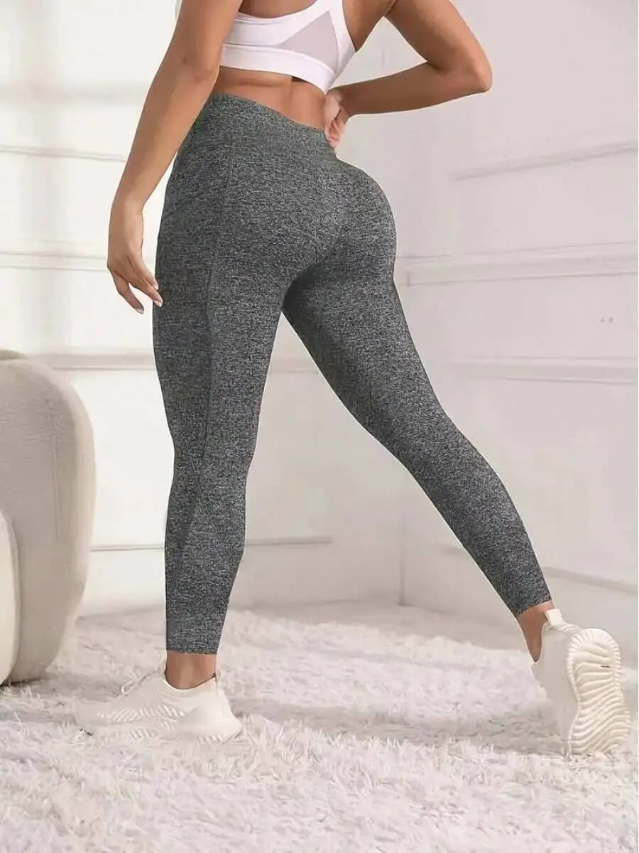 Leggings da yoga a vita alta da donna, 3 pezzi, con tasche, pantaloni sportivi ad asciugatura rapida che sollevano i fianchi