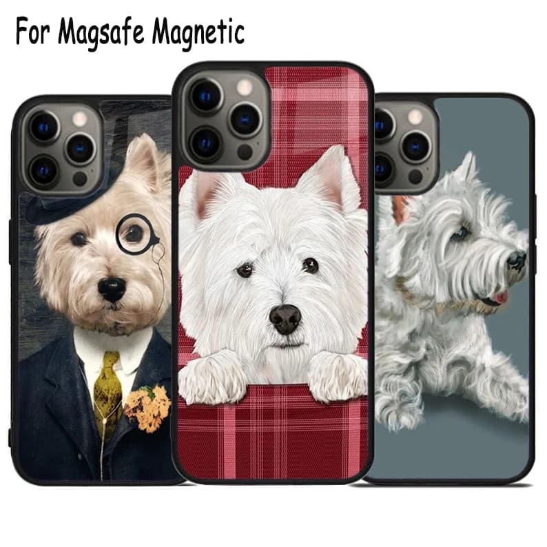 West Highland Terrier Westie Funda Charge Custodia per telefono per iPhone 17 Air 15 16 16e 14 13 11 12 Pro Max Plus Cover magnetica Magsafe