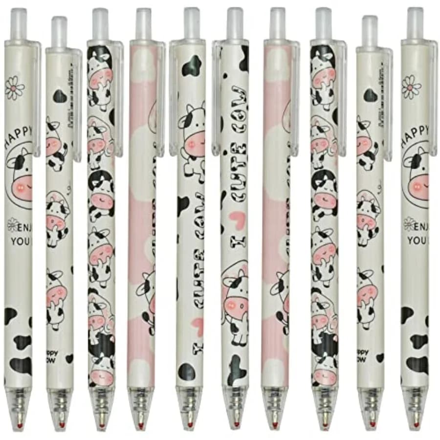 12 PCS Cute Milk Gel Pen Cartoon Animal Pens Retractable Priting Pen Black Ink for Office Stationery School Office Supply