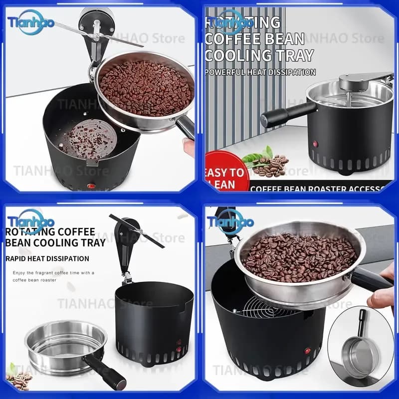 Rotating Coffee Bean Cooling Tray 600g Double-Layer High-Suction Home Roasting Cooling Tray for 220V 110V
