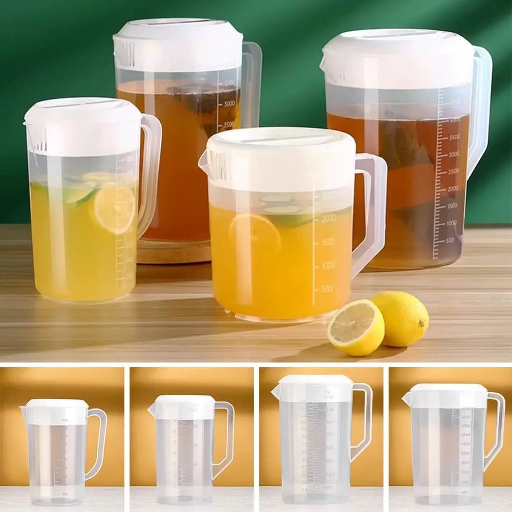 Plastic Container Transparent Water Bottle Graduated Plastic Water Pitcher Jug Large Capacity Cold Water Bottle Juice