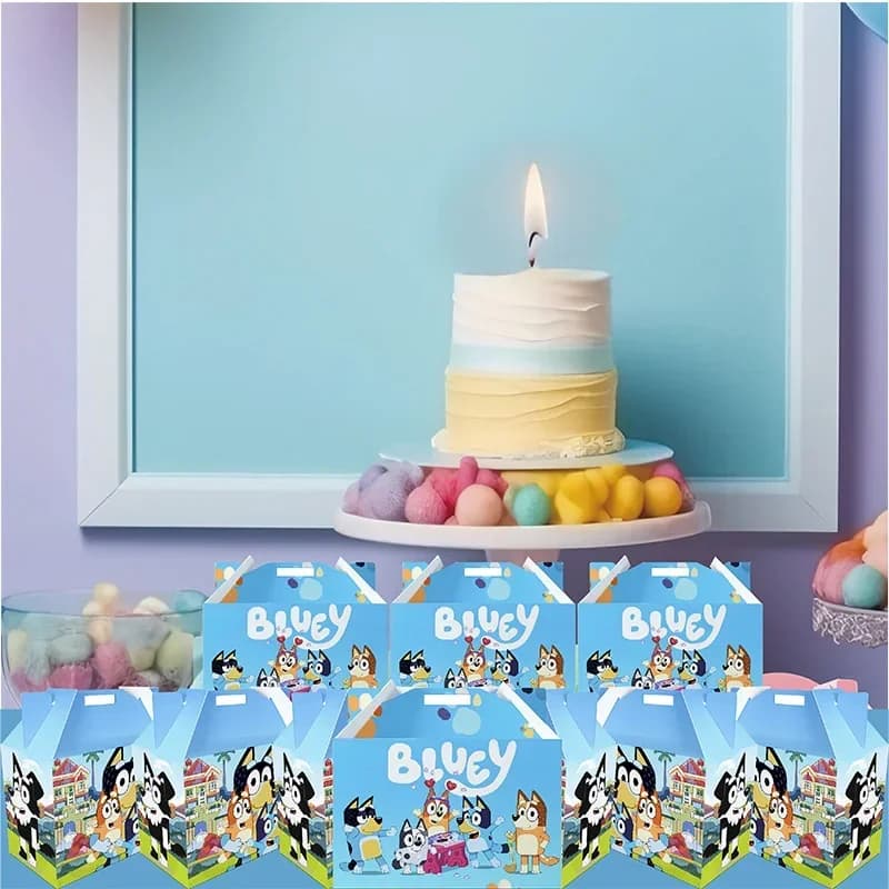 bluey dog Tema Hobby Scatola di caramelle Borsa regalo Scatola di biscotti portatile per bambini Forniture per feste di compleanno Borsa di caramelle per forniture per baby shower