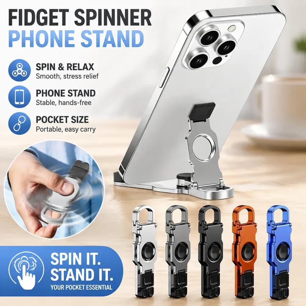 Metal Fidget Spinner Desk Phone Holder Foldable Stand for IPhone 18 17 Pro Samsung Support Telephone Desktop Bracket Accessories