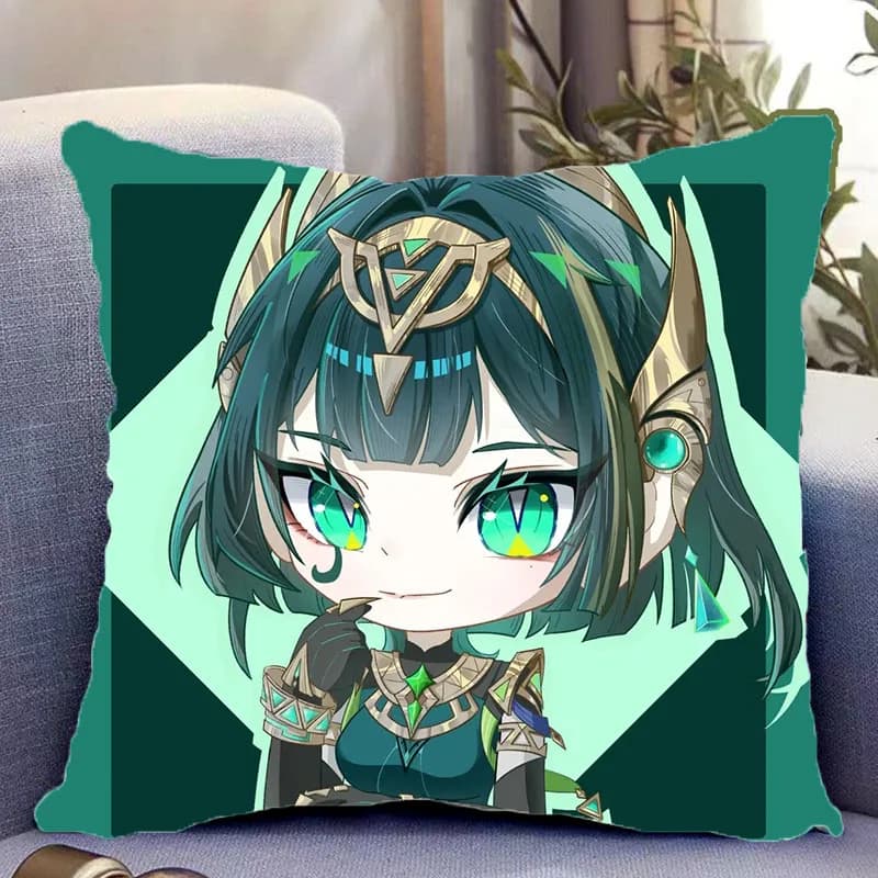 Genshin Impact Nefer Cosplay Cuscino da tiro su 2 lati con divano interno per la casa Decor Anime Cartoon Cuscino in peluche Cuscino Regali di Natale