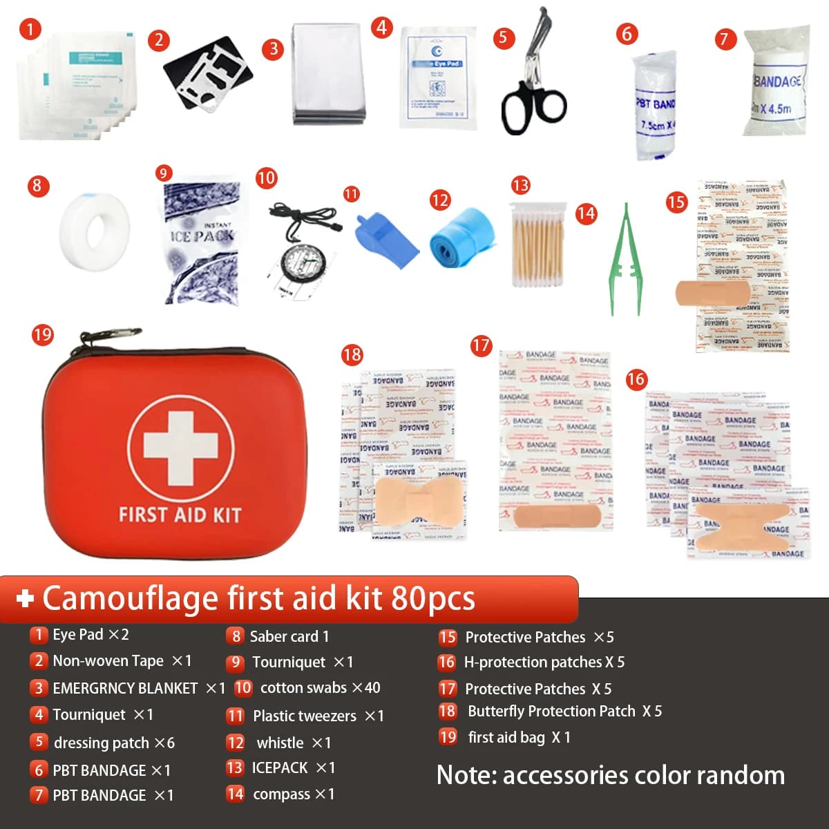 Kit di pronto soccorso portatile, impermeabile e antivegetativa compatto e leggero, kit medico di emergenza domestica, avventura all'aperto